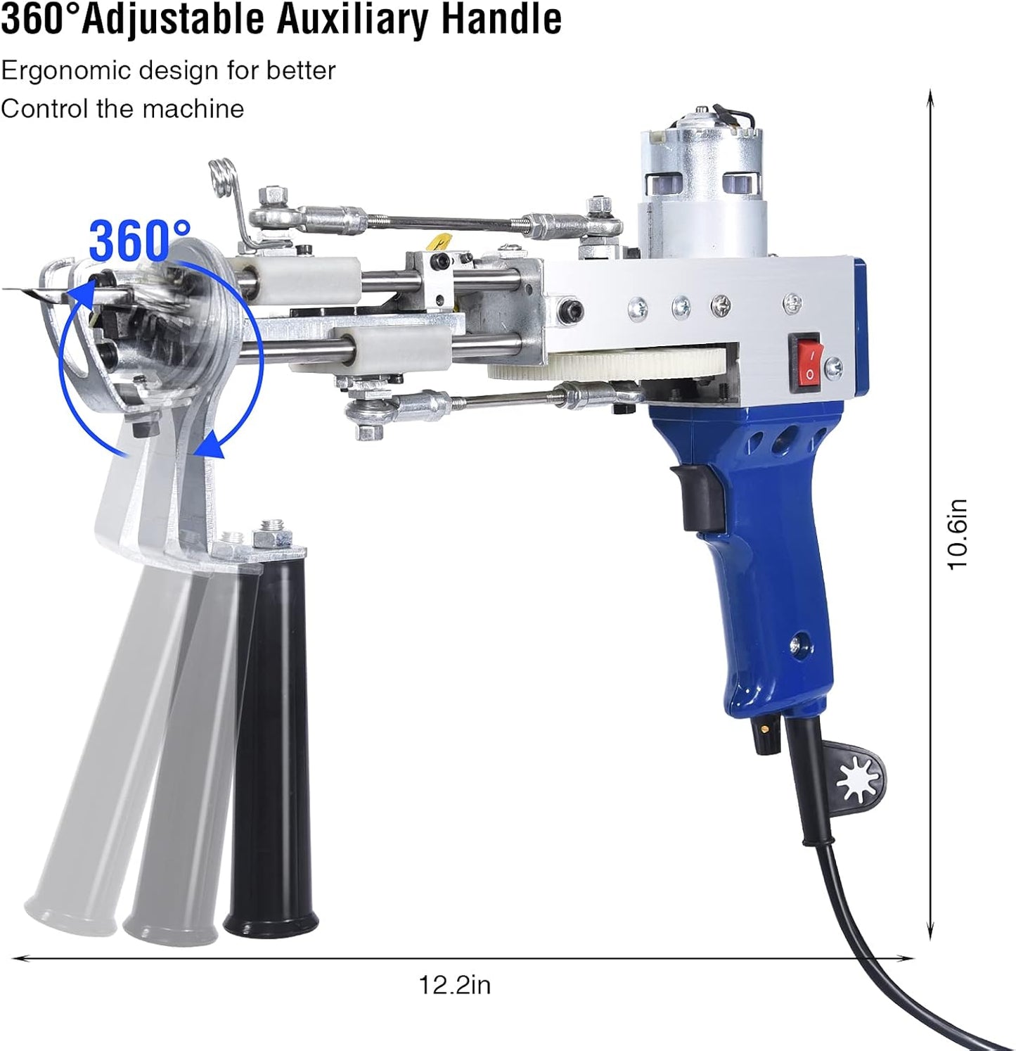 Tufting Gun, Cut Pile and Loop Pile (2 in 1) Electric Rug Gun Machine 