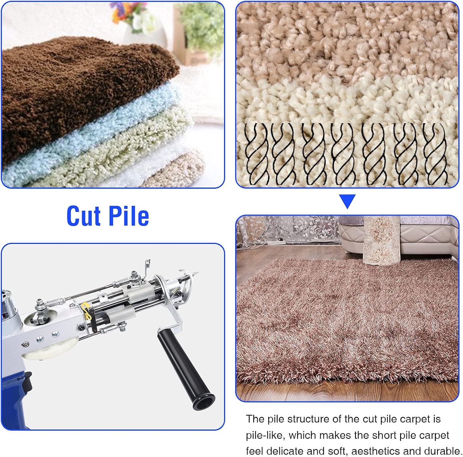 Tufting Gun, Cut Pile and Loop Pile (2 in 1) Electric Rug Gun Machine 